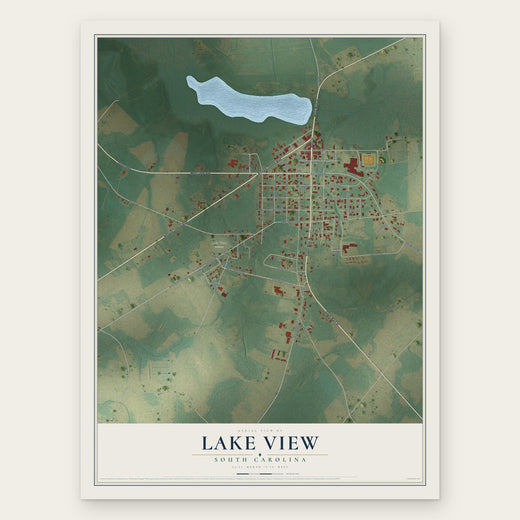 Lake View, South Carolina map print, the full design