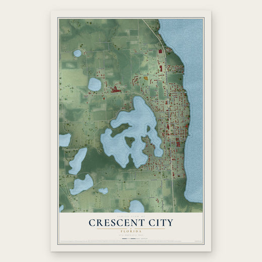 Crescent City, Florida map print, the full design