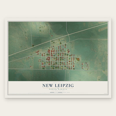 New Leipzig, North Dakota map print, the full design