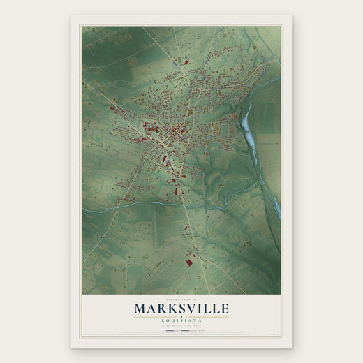 Marksville, Louisiana map print, the full design