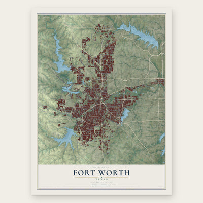 Fort Worth, Texas map print, the full design