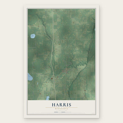 Harris, Minnesota map print, the full design
