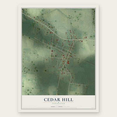 Cedar Hill, Tennessee map print, the full design