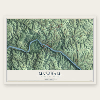 Marshall, North Carolina map print, the full design