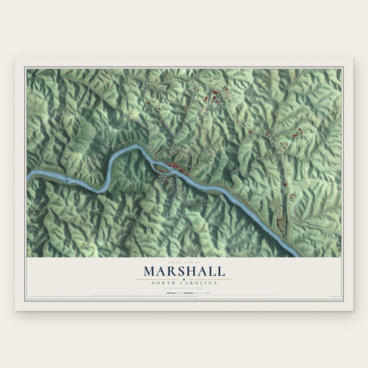 Marshall, North Carolina map print, the full design