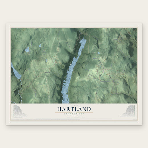 Hartland, Connecticut map print, the full design
