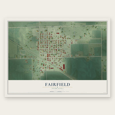 Fairfield, Nebraska map print, the full design