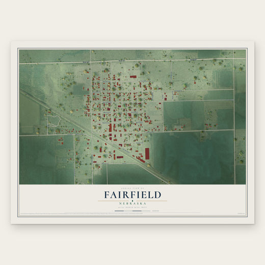 Fairfield, Nebraska map print, the full design