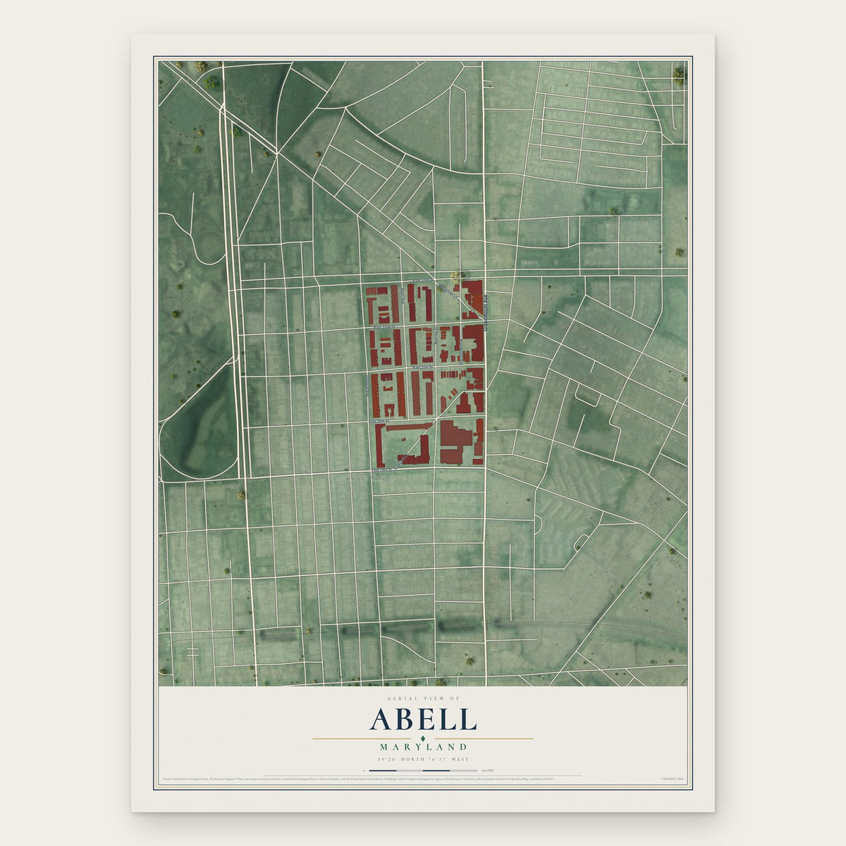Abell, Maryland map print, the full design