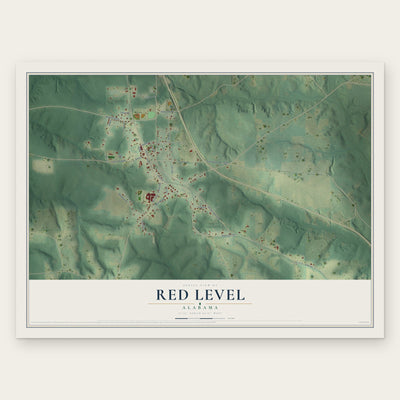 Red Level, Alabama map print, the full design
