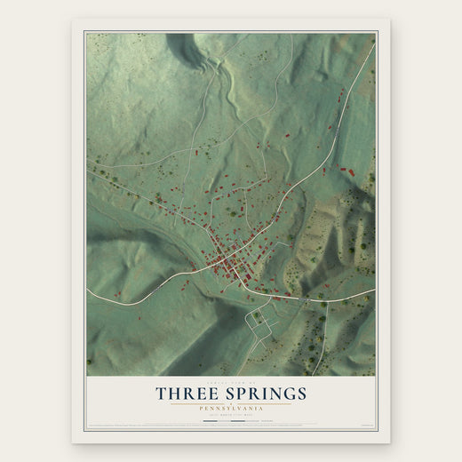 Three Springs, Pennsylvania map print, the full design