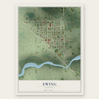Ewing, Nebraska map print, the full design