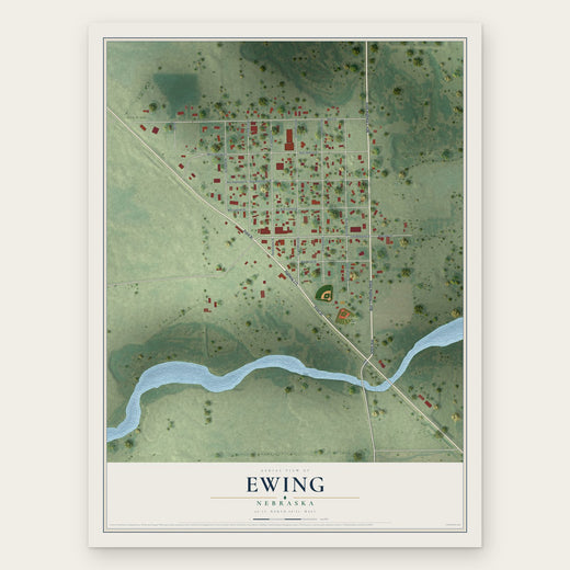Ewing, Nebraska map print, the full design