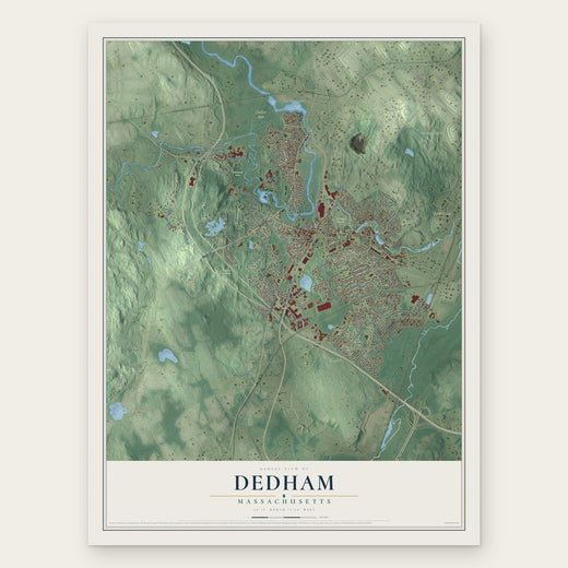 Dedham, Massachusetts map print, the full design