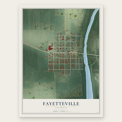 Fayetteville, Illinois map print, the full design