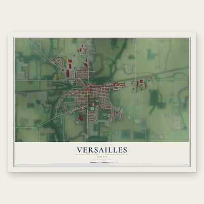 Versailles, Ohio map print, the full design