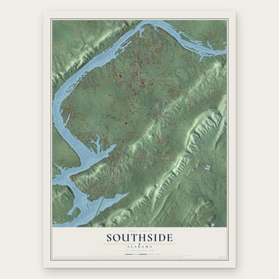 Southside, Alabama map print, the full design