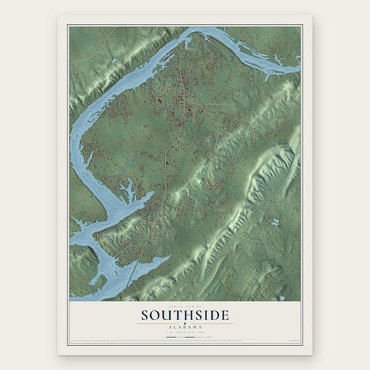 Southside, Alabama map print, the full design