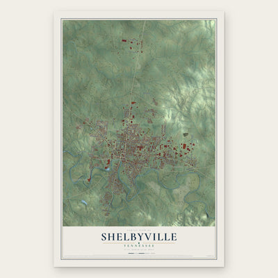 Shelbyville, Tennessee map print, the full design