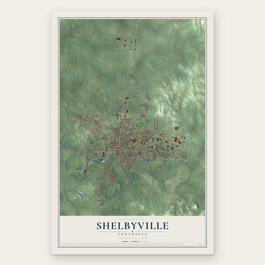 Shelbyville, Tennessee map print, the full design