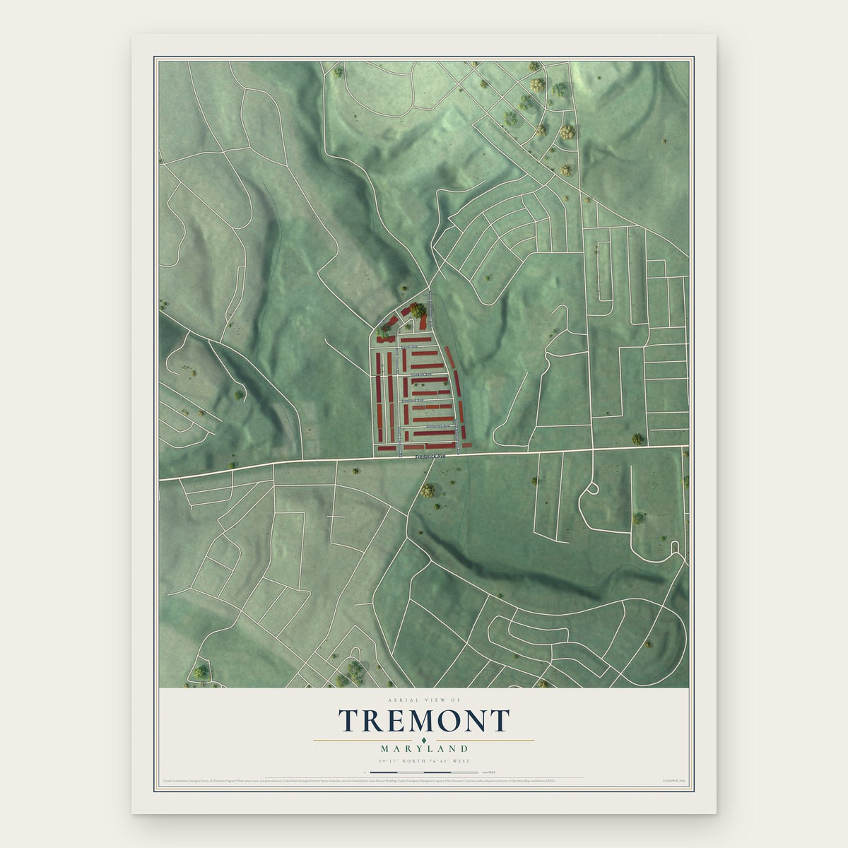 Tremont, Maryland map print, the full design