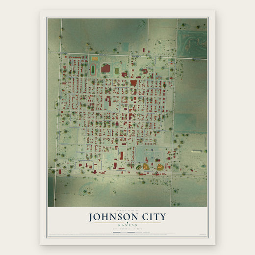 Johnson City, Kansas map print, the full design