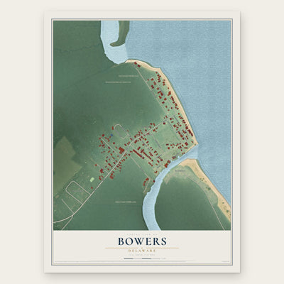 Bowers, Delaware map print, the full design