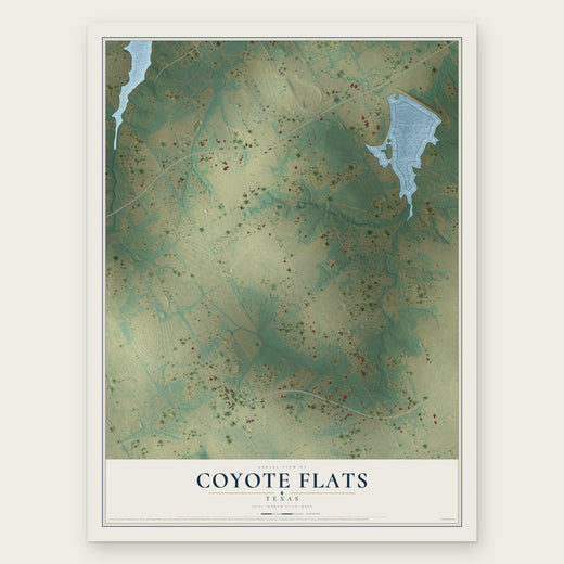 Coyote Flats, Texas map print, the full design