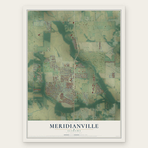 Meridianville, Alabama map print, the full design