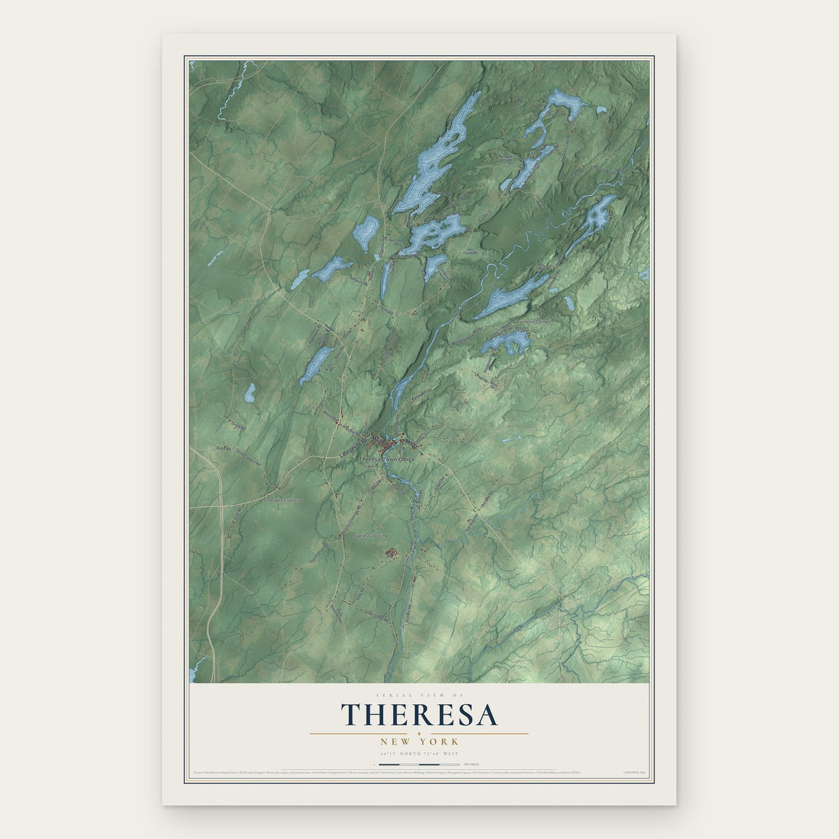 Theresa, New York map print, the full design