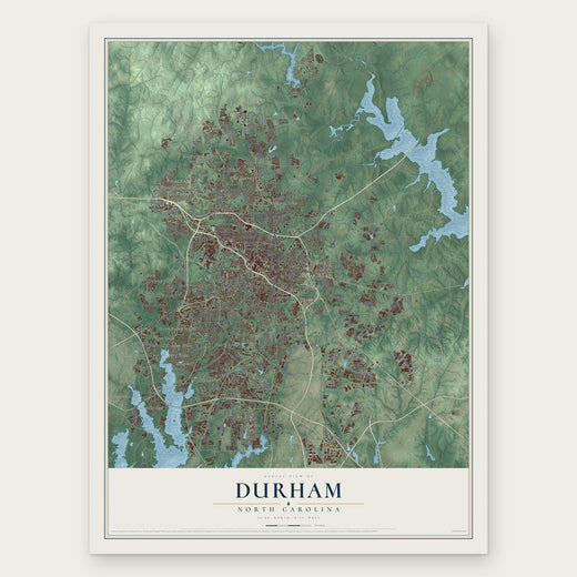 Durham, North Carolina map print, the full design