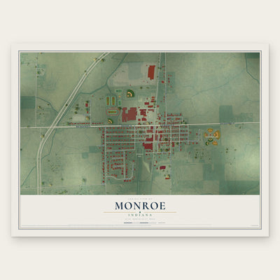 Monroe, Indiana map print, the full design