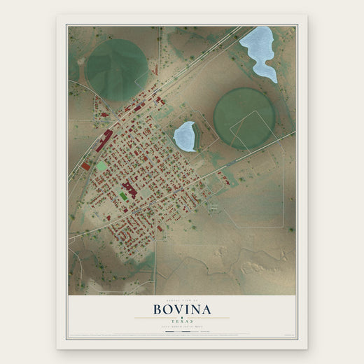Bovina, Texas map print, the full design