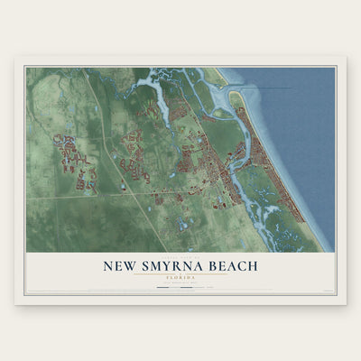 New Smyrna Beach, Florida map print, the full design