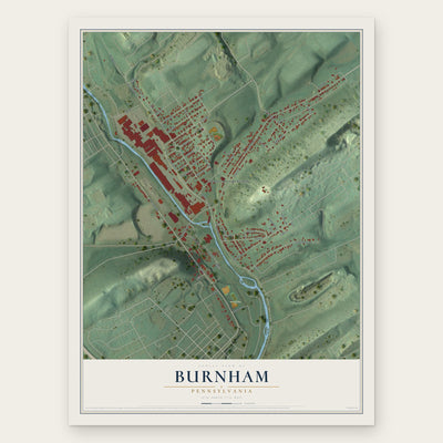 Burnham, Pennsylvania map print, the full design
