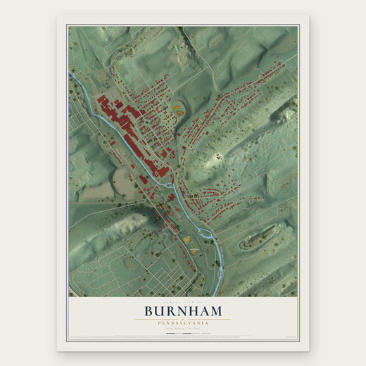 Burnham, Pennsylvania map print, the full design