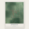 Jonesville, Indiana map print, the full design
