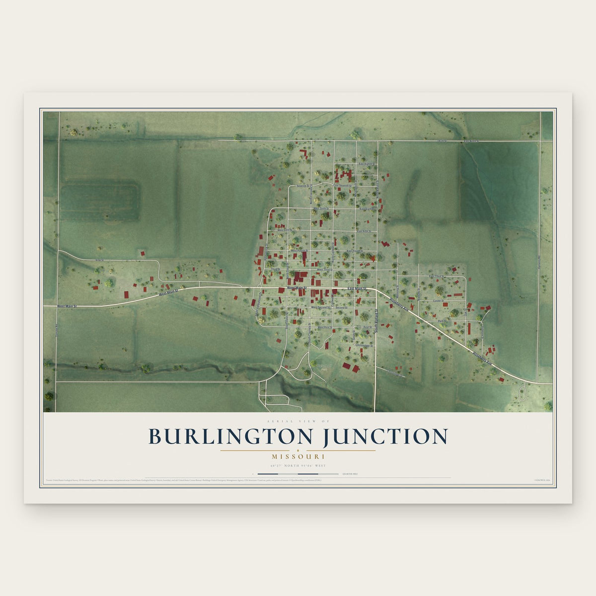 Burlington Junction, Missouri map print, the full design