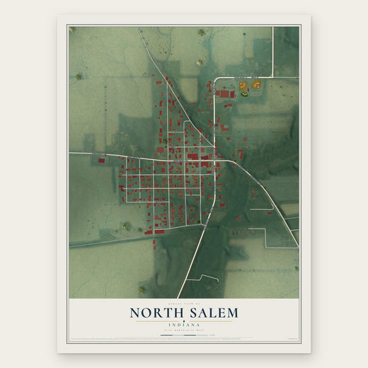 North Salem, Indiana map print, the full design