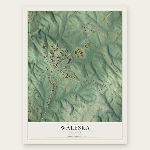 Waleska, Georgia map print, the full design