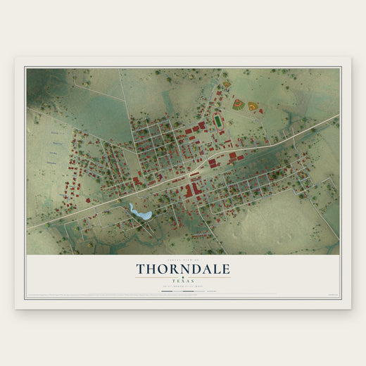 Thorndale, Texas map print, the full design