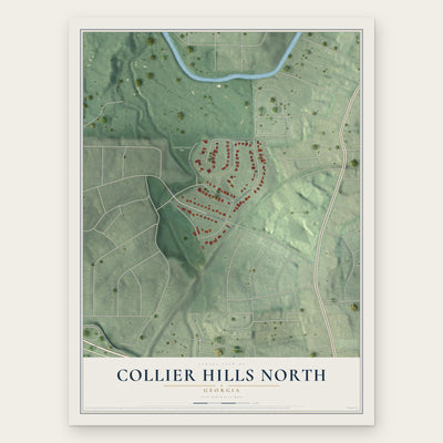 Collier Hills North, Georgia map print, the full design