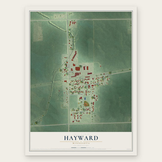 Hayward, Minnesota map print, the full design