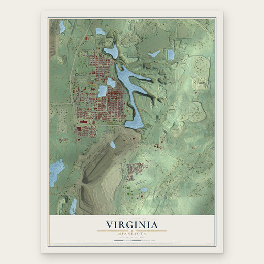 Virginia, Minnesota map print, the full design
