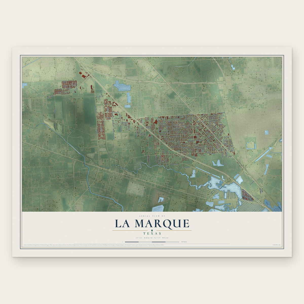 La Marque, Texas map print, the full design
