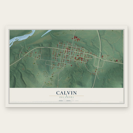 Calvin, Oklahoma map print, the full design