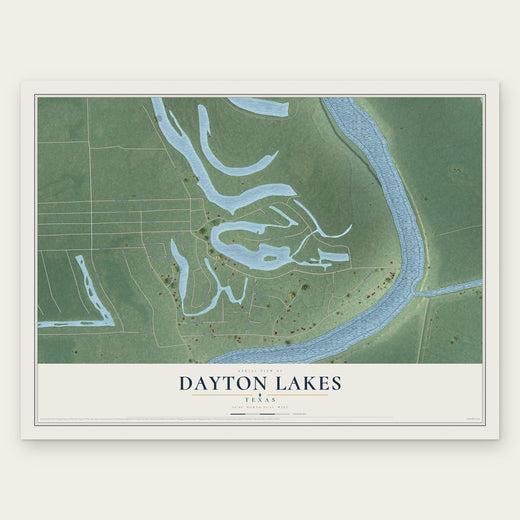 Dayton Lakes, Texas map print, the full design