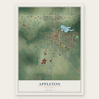 Appleton, Minnesota map print, the full design