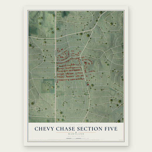 Chevy Chase Section Five, Maryland map print, the full design