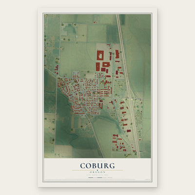 Coburg, Oregon map print, the full design